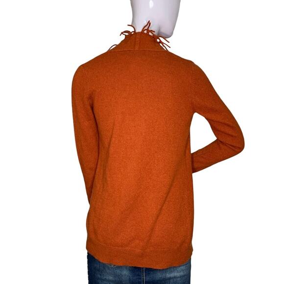 Fenn Wright Manson Fringe Cardigan 100% 2-Ply Cashmere Orange Rusty Size S - Picture 4 of 7